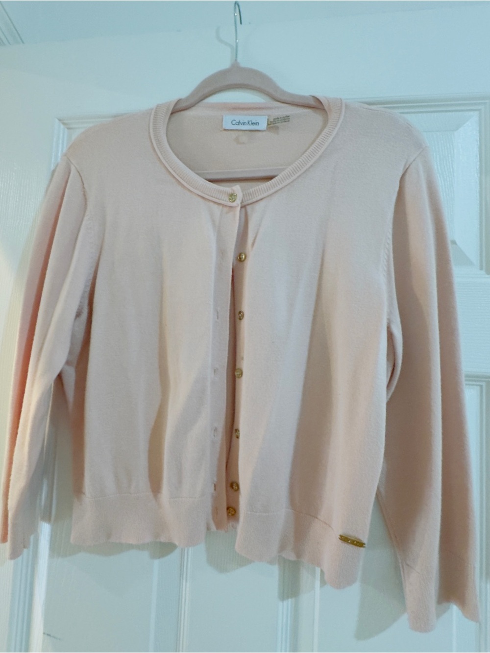 Calvin Klein Soft Blush Crewneck Button Cardigan